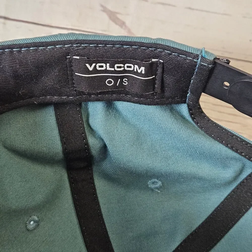 Volcom Snapback Hat Baseball Cap Men's One Size Adjustable Teal Black Logo